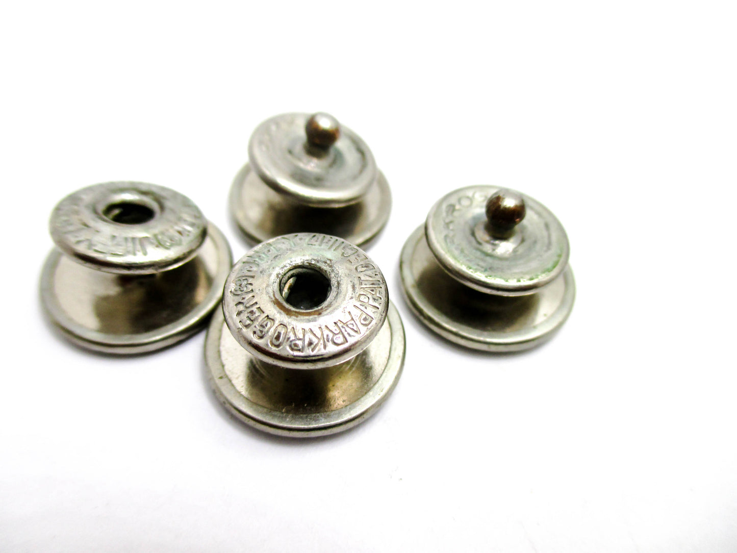 1920s Gold and Silver Tone Snap Cufflinks - Abalone Centers