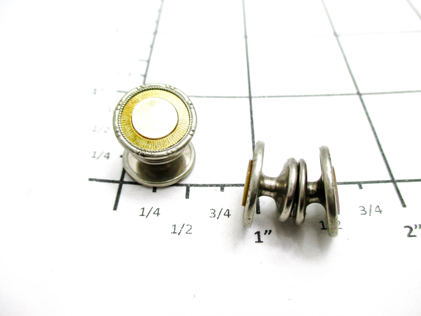 1920s Gold and Silver Tone Snap Cufflinks - Abalone Centers