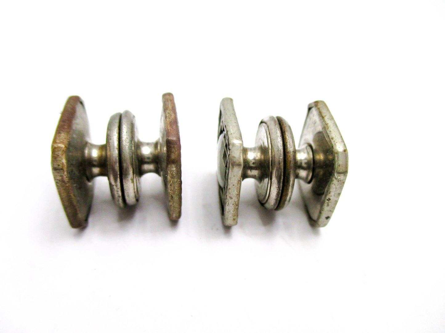 1920s Checkerboard Snap Cufflinks Signed B&W - Kum-A-Part