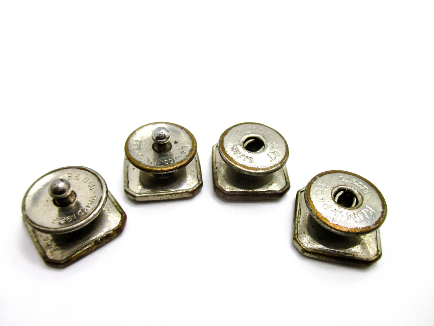 1920s Checkerboard Snap Cufflinks Signed B&W - Kum-A-Part