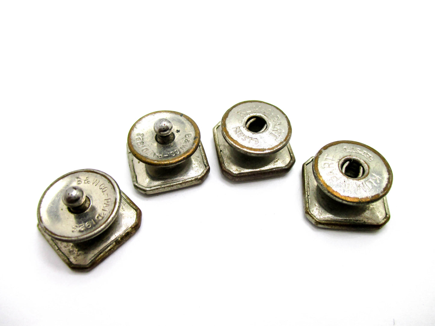 1920s Checkerboard Snap Cufflinks Signed B&W - Kum-A-Part