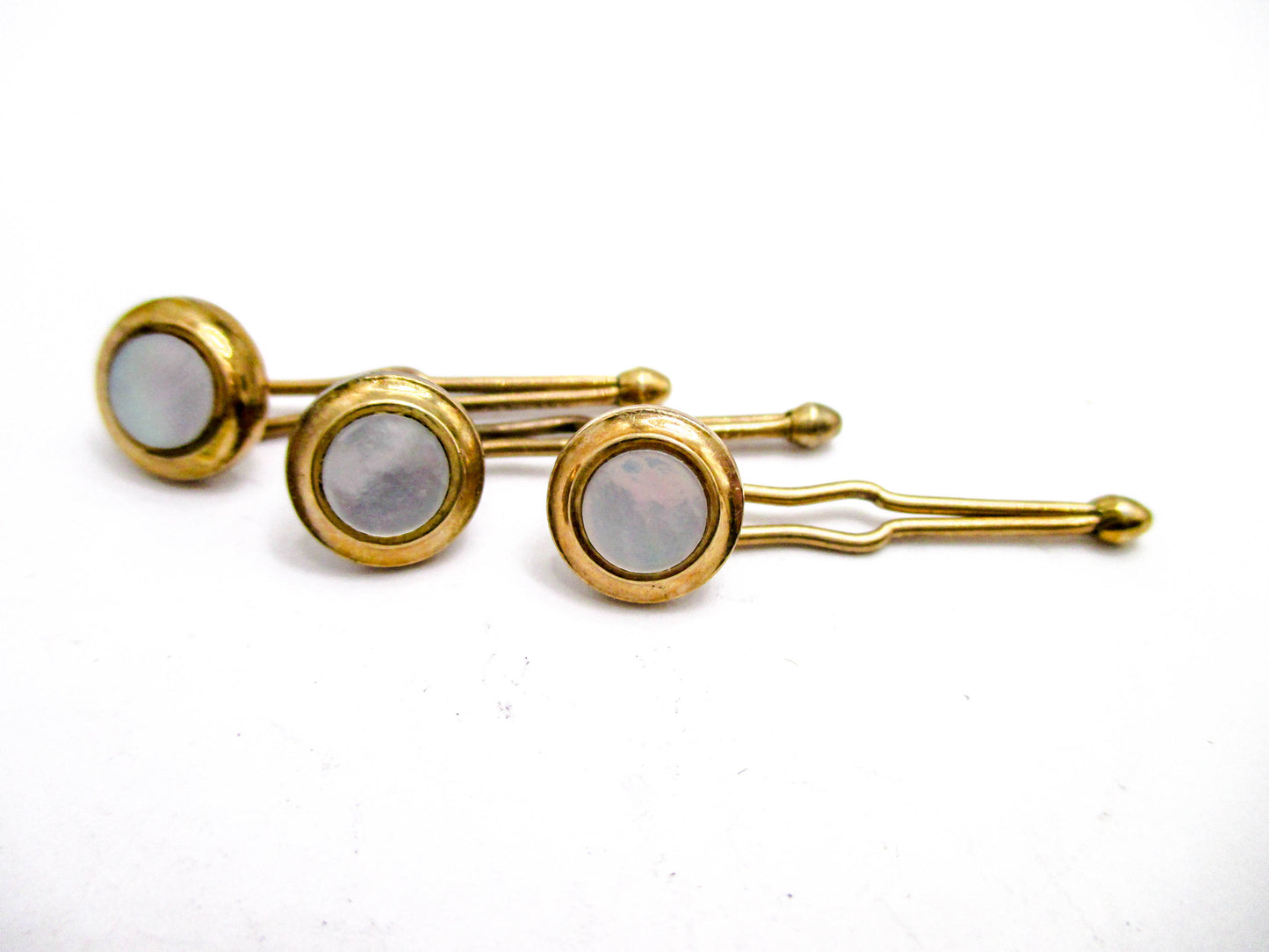 Mid-Century Shell Formal Shirt Buttons - Signed Krementz