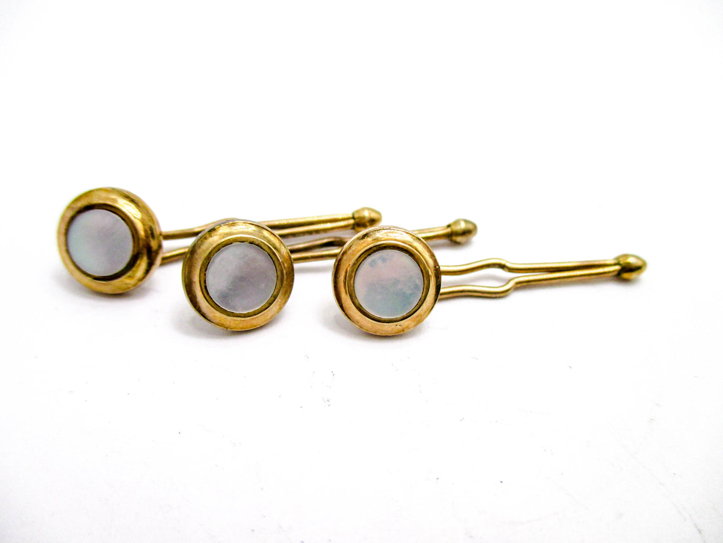 Mid-Century Shell Formal Shirt Buttons - Signed Krementz