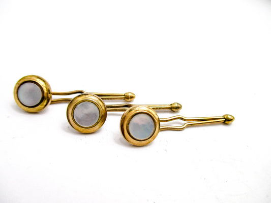 Mid-Century Shell Formal Shirt Buttons - Signed Krementz
