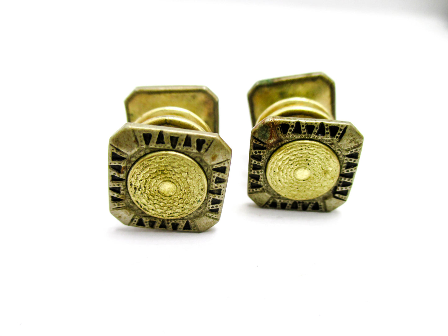 1920s Guilloche Style Cufflinks - Signed B&W - Kum-A-Part