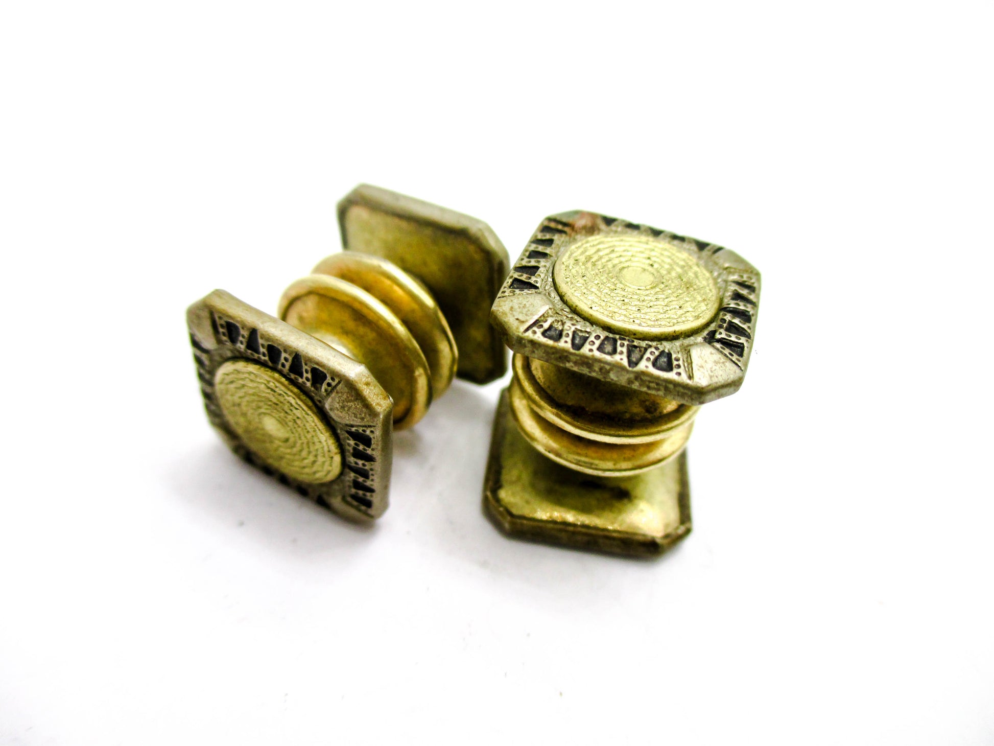 1920s Guilloche Style Cufflinks - Signed B&W - Kum-A-Part