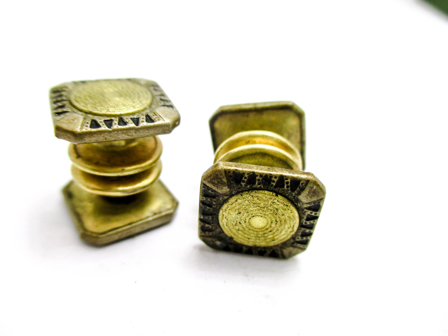 1920s Guilloche Style Cufflinks - Signed B&W - Kum-A-Part