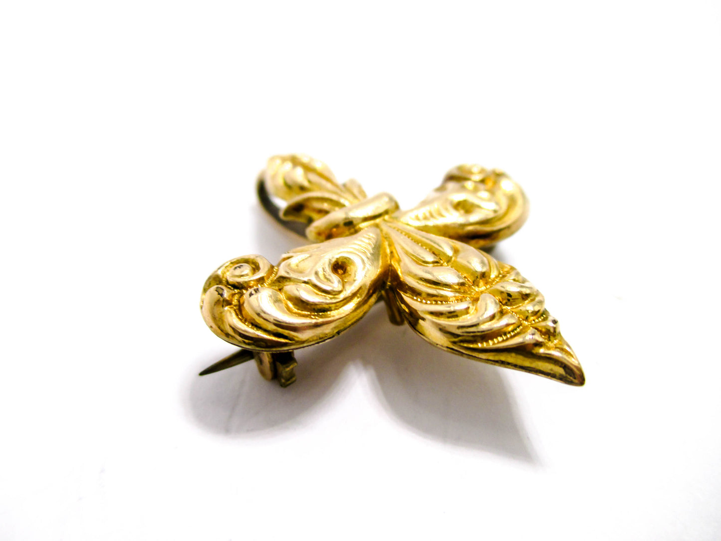 Fleur-de-lis Watch Pin - Beautiful Front, Damaged Back
