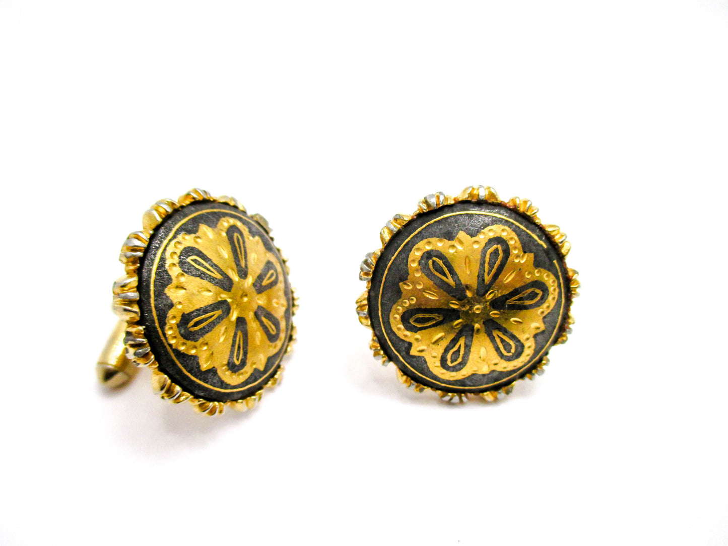 Vintage Gold and Black Damascene Cufflinks