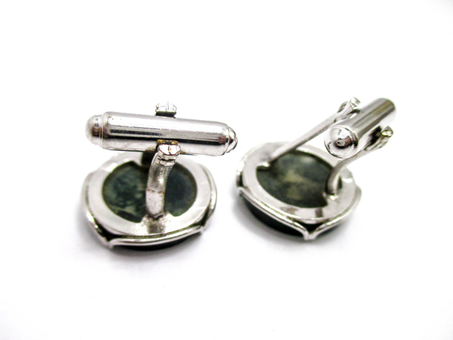 Vintage Moss Agate Cufflinks - Signed Anson