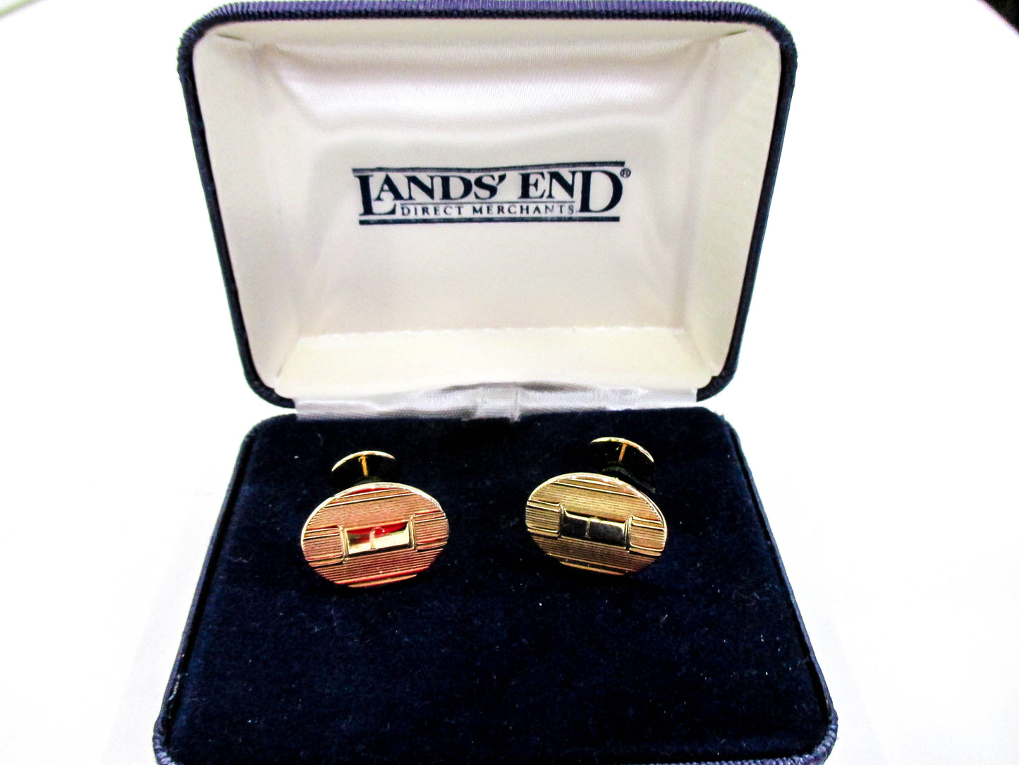 Letter J - Engraved Solid Shank Vintage Gold Tone Cufflinks