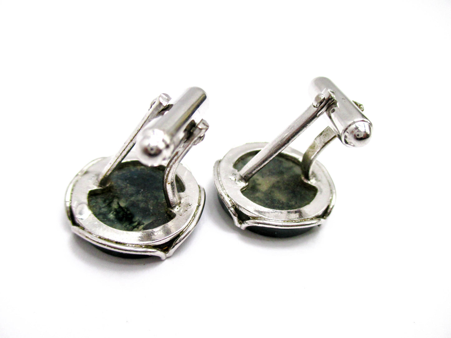 Vintage Moss Agate Cufflinks - Signed Anson