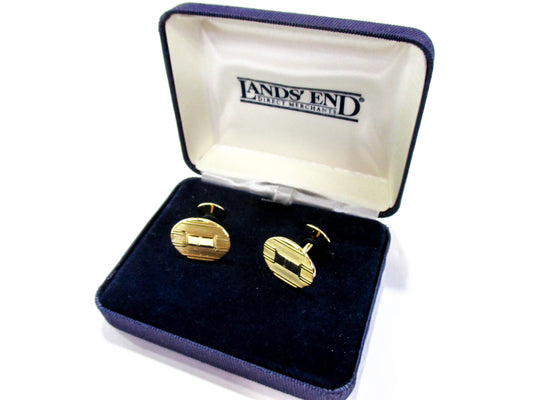 Letter J - Engraved Solid Shank Vintage Gold Tone Cufflinks
