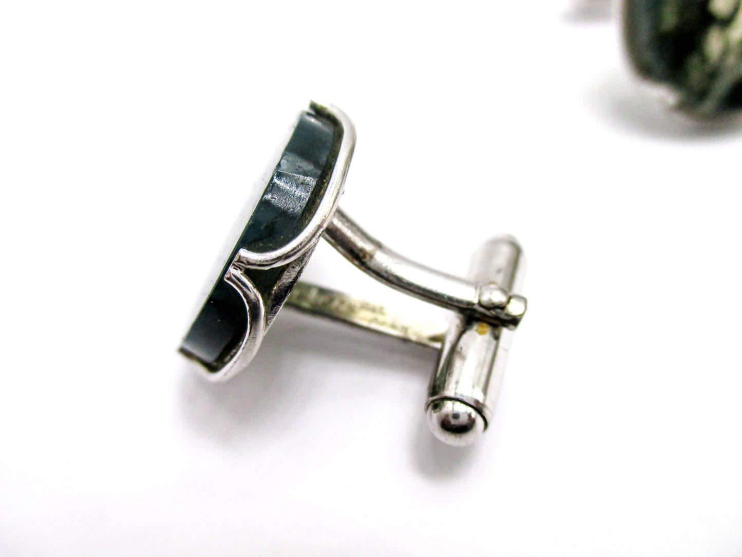 Vintage Moss Agate Cufflinks - Signed Anson