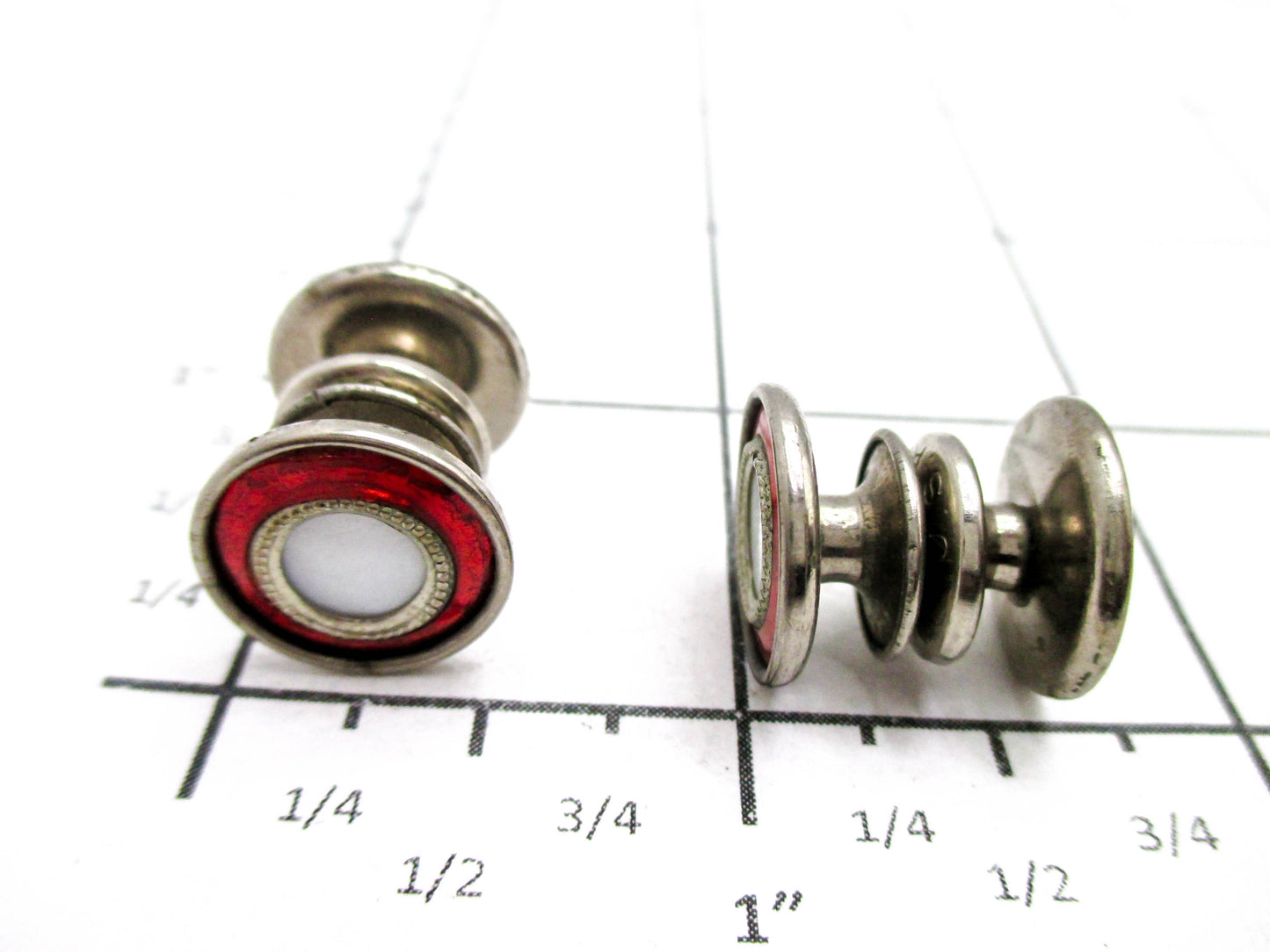 1920s Red Cufflinks - Deep Red Trim - Signed Made in USA