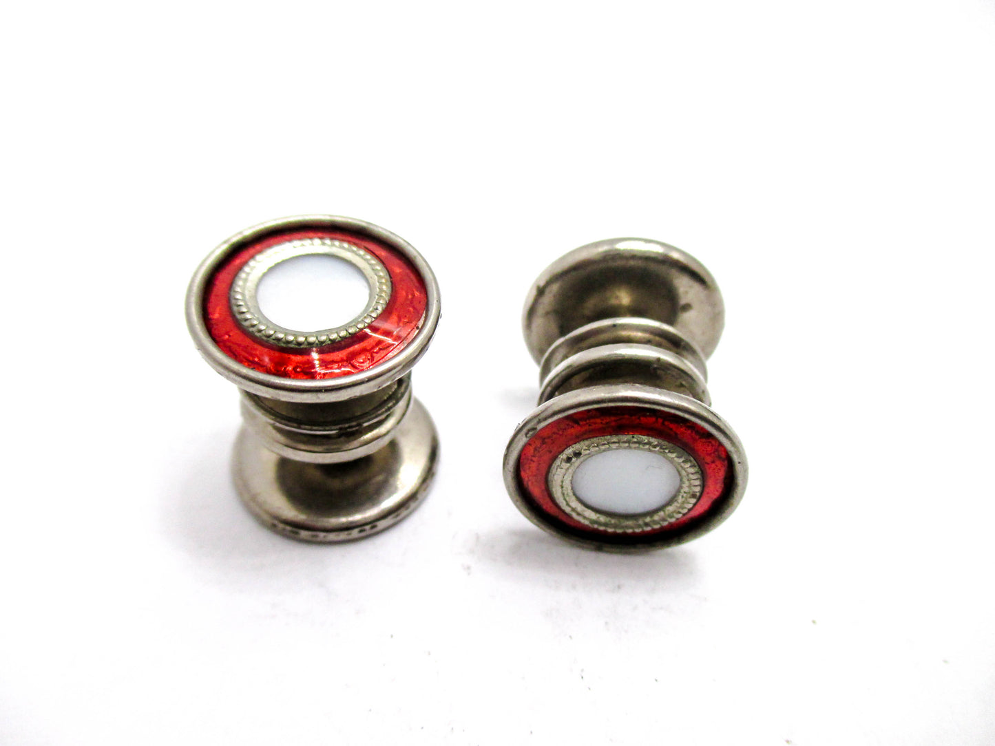 1920s Red Cufflinks - Deep Red Trim - Signed Made in USA