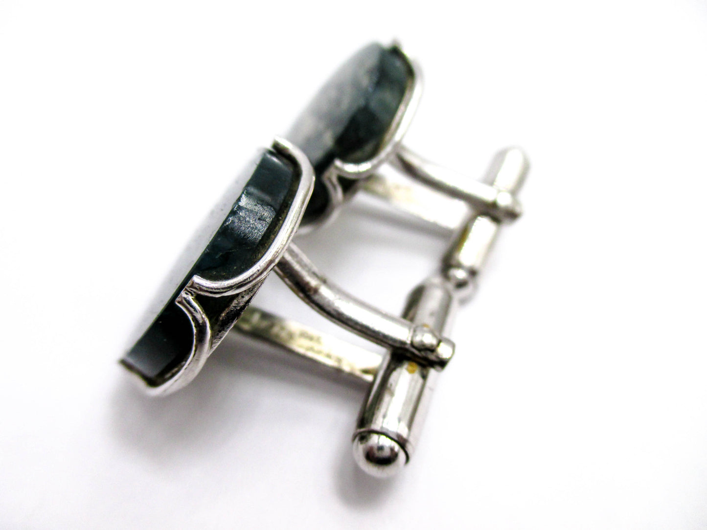 Vintage Moss Agate Cufflinks - Signed Anson