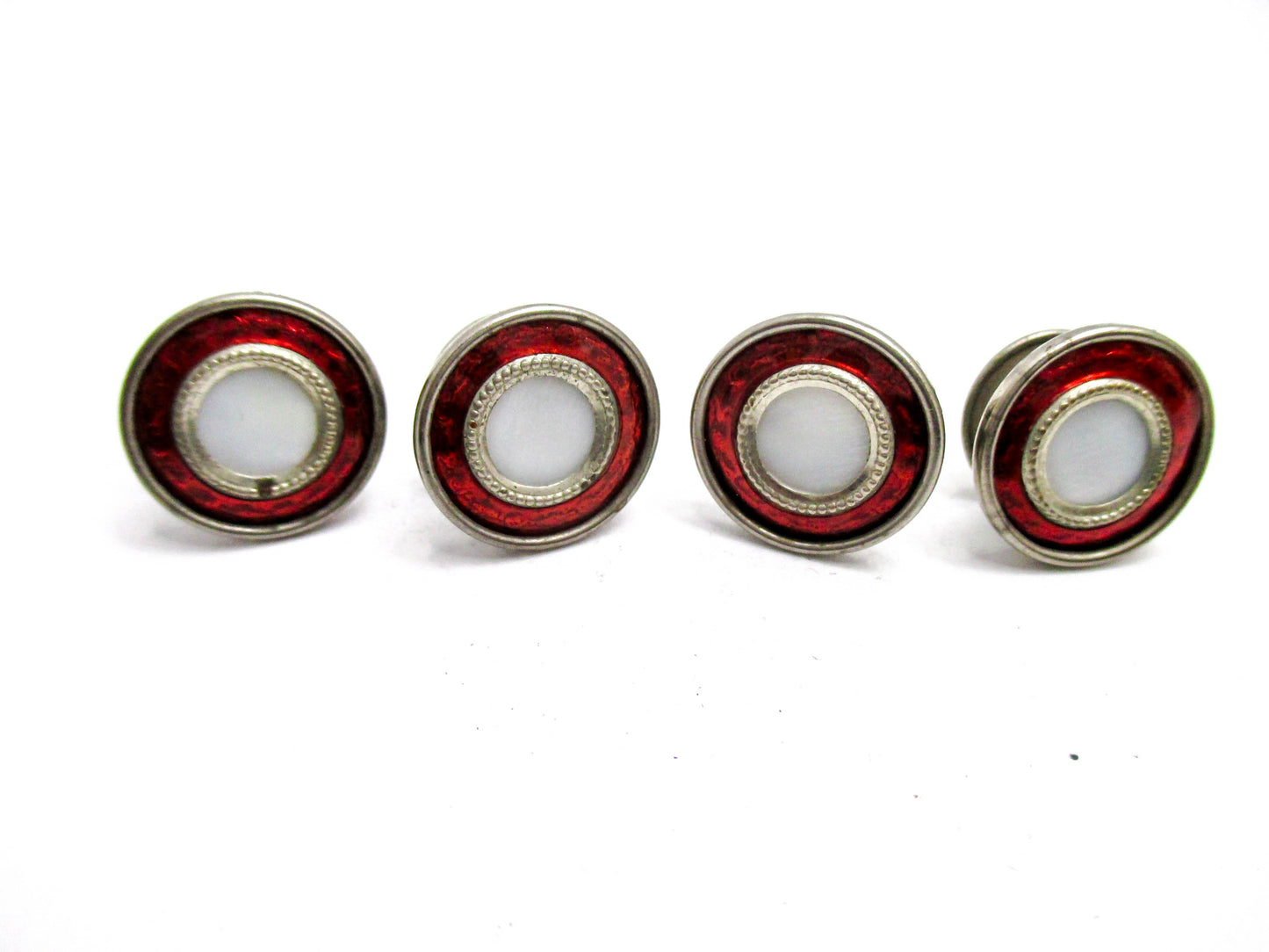 1920s Red Cufflinks - Deep Red Trim - Signed Made in USA