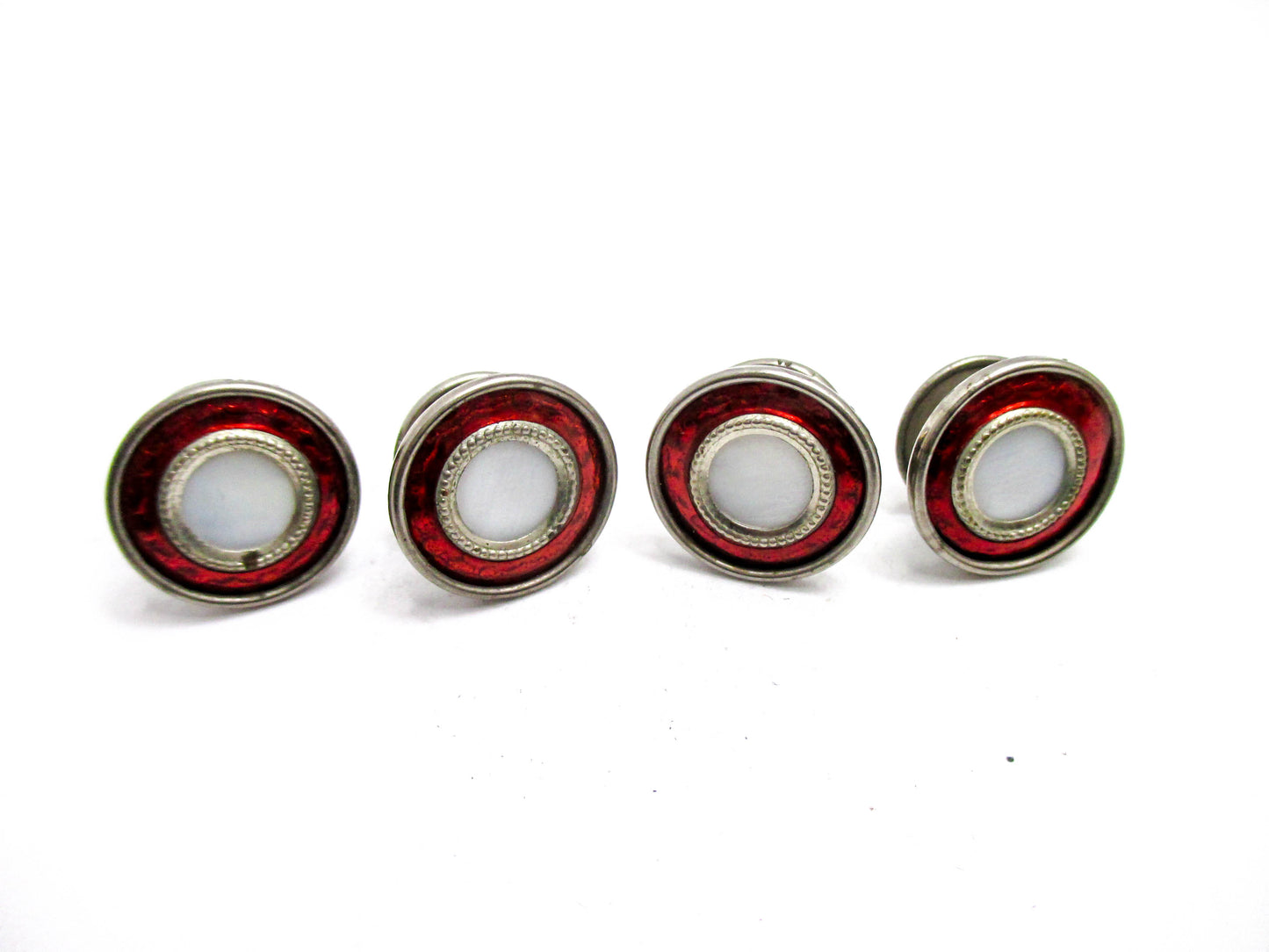 1920s Red Cufflinks - Deep Red Trim - Signed Made in USA