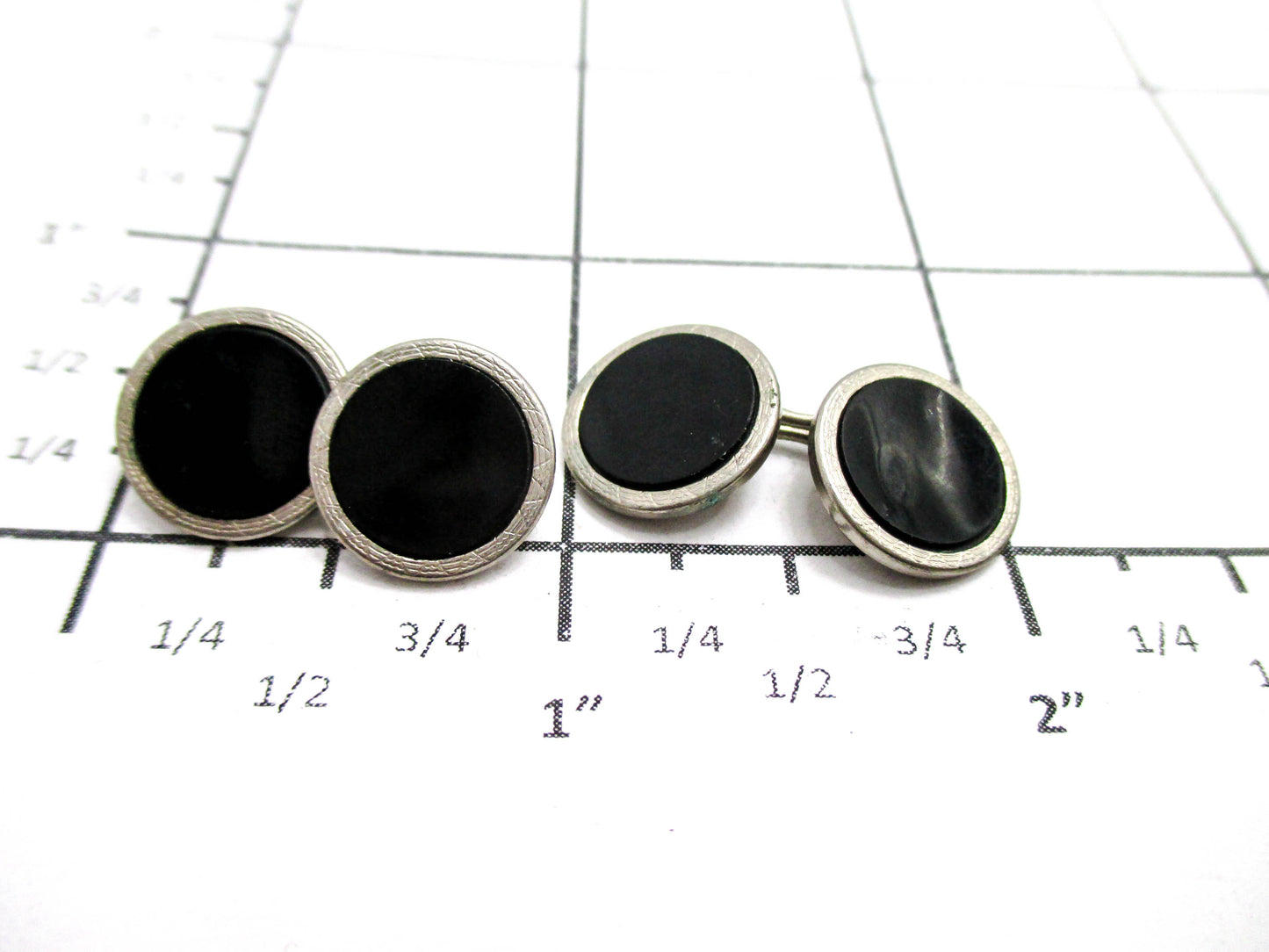 Antique Black Disc 1930s Cufflinks
