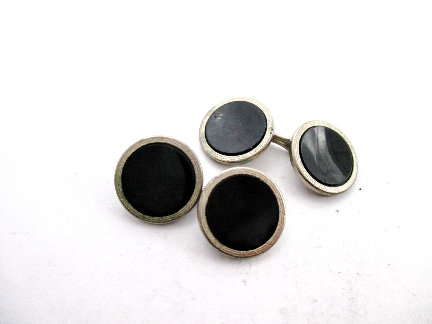 Antique Black Disc 1930s Cufflinks