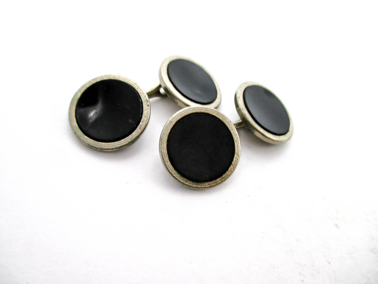 Antique Black Disc 1930s Cufflinks