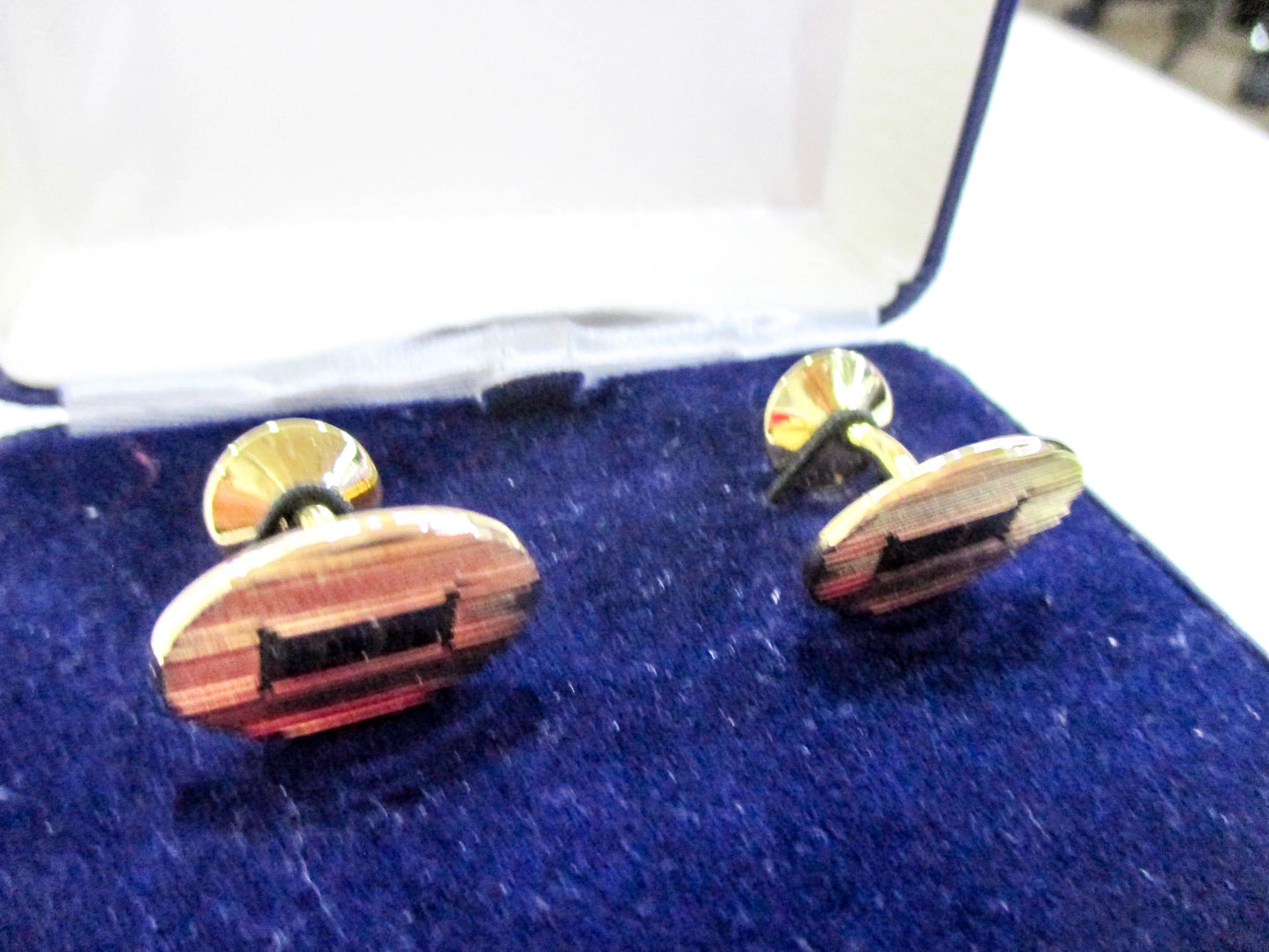 Letter J - Engraved Solid Shank Vintage Gold Tone Cufflinks