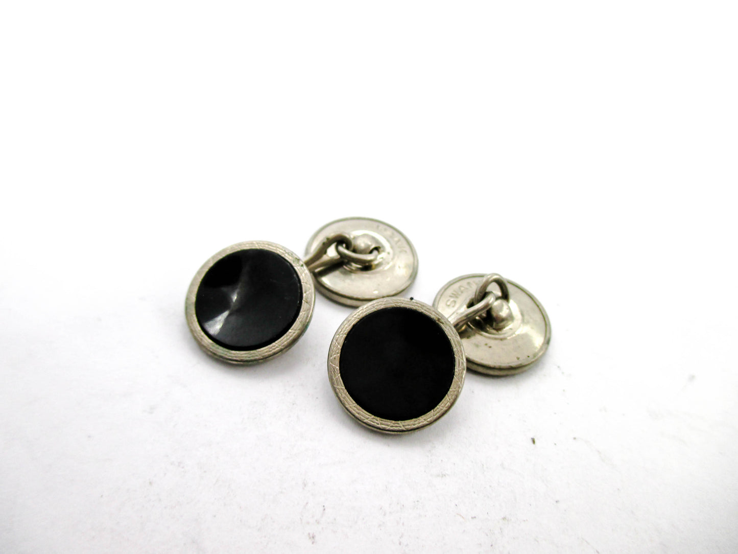 Antique Black Disc 1930s Cufflinks