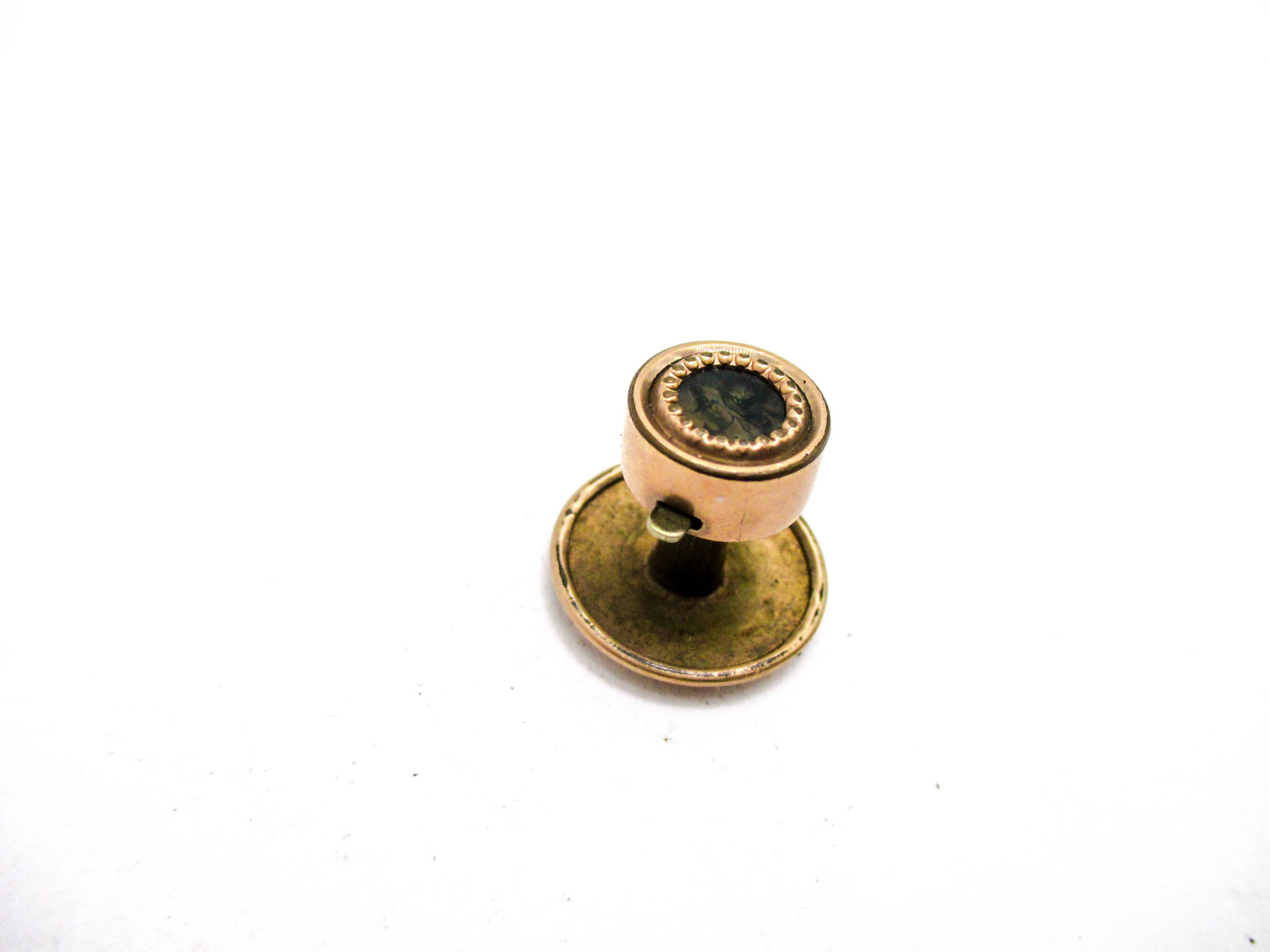Victorian Moss Agate Button Stud - 1880s