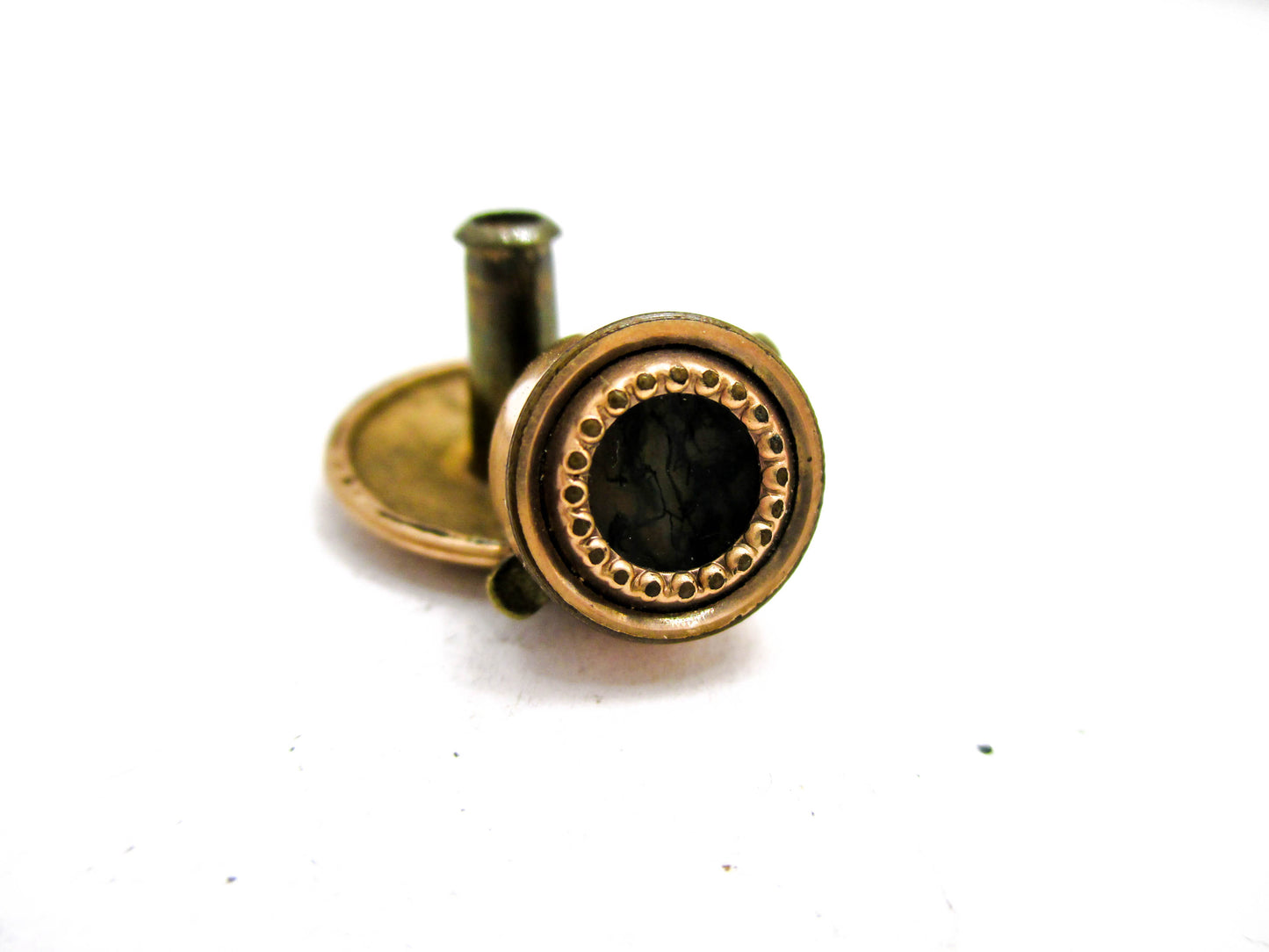 Victorian Moss Agate Button Stud - 1880s