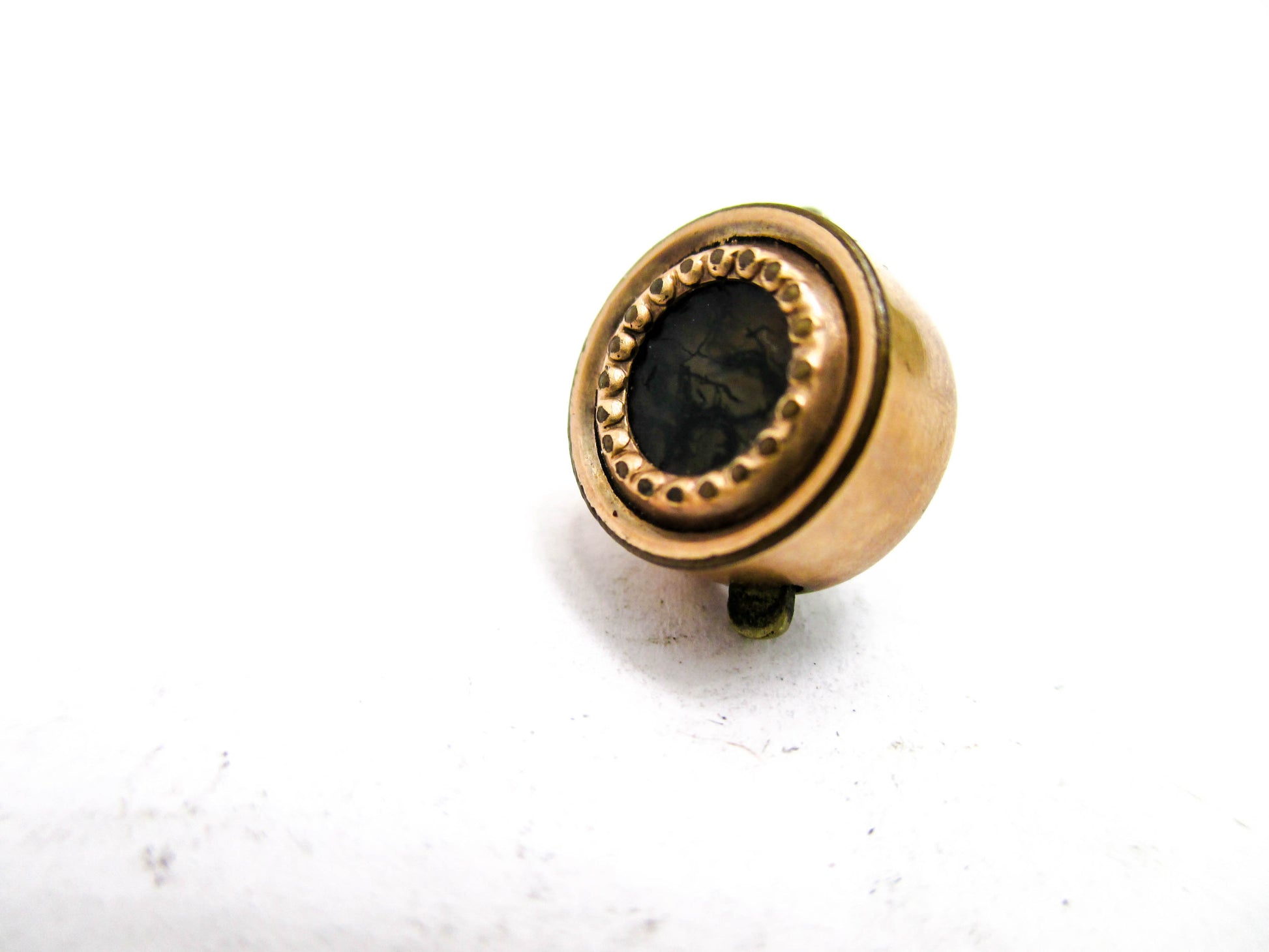 Victorian Moss Agate Button Stud - 1880s