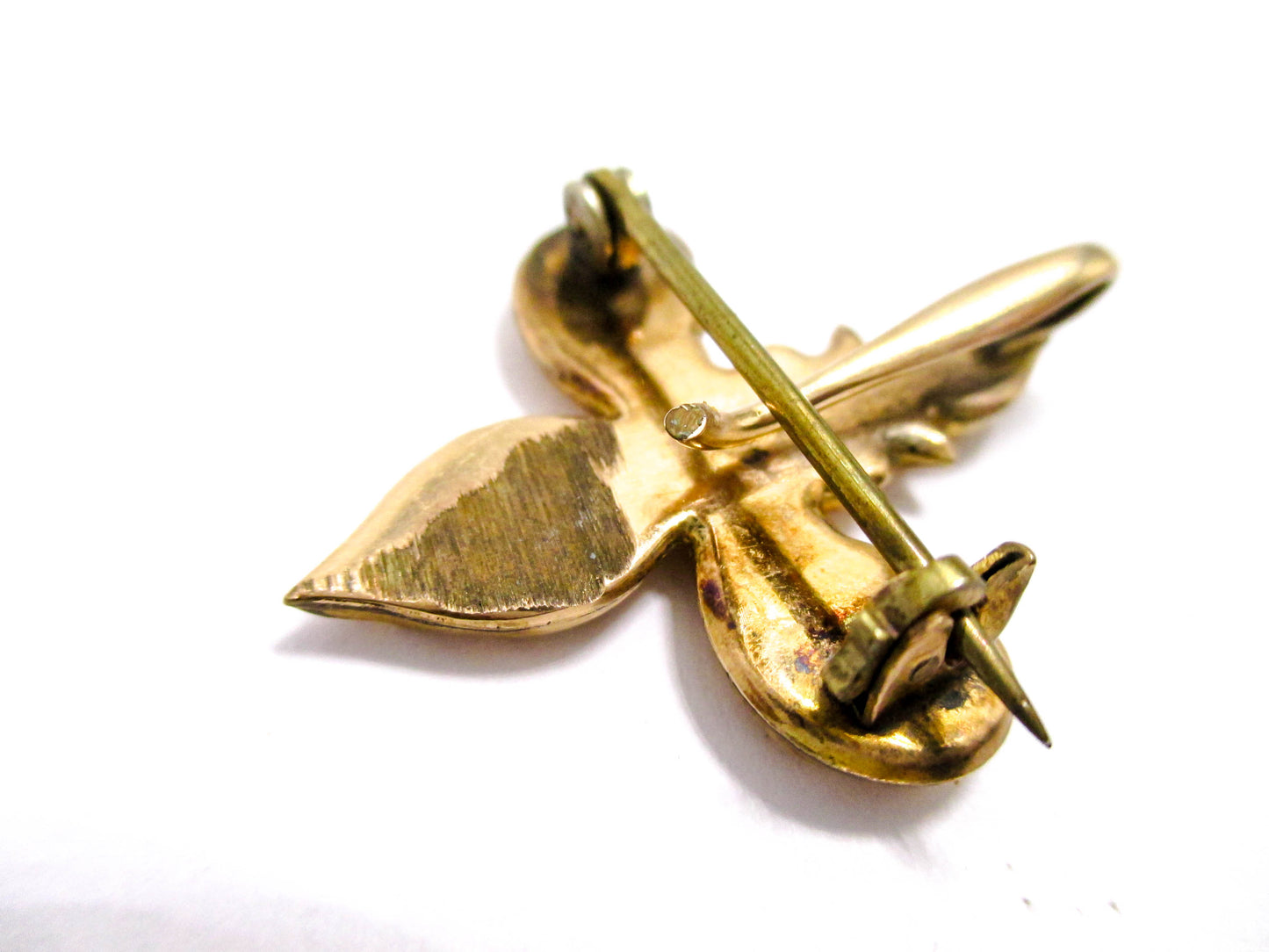 Fleur-de-lis Watch Pin - Beautiful Front, Damaged Back
