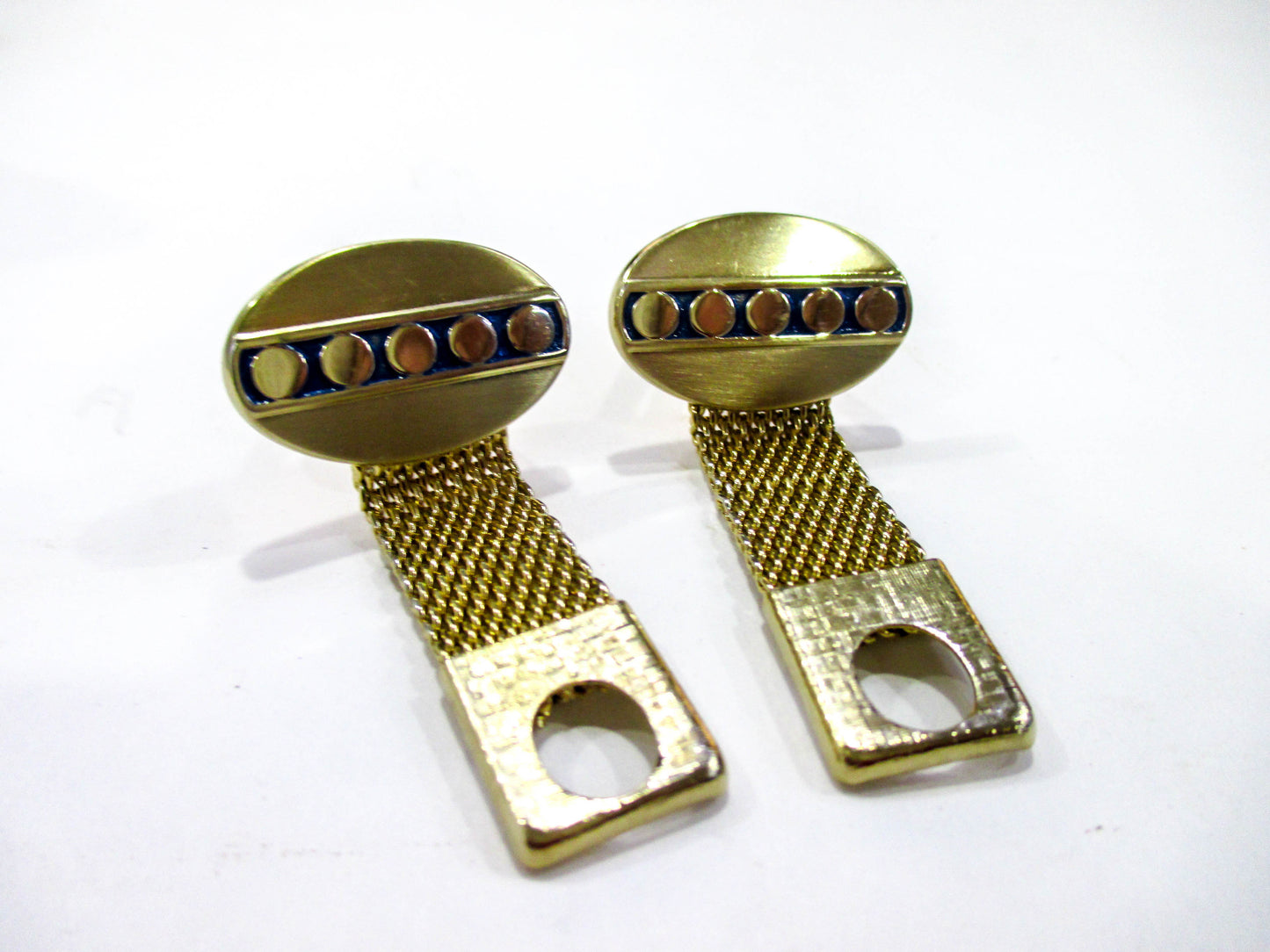 Vintage Blue Enamel Wraparound Cufflinks by Hickok
