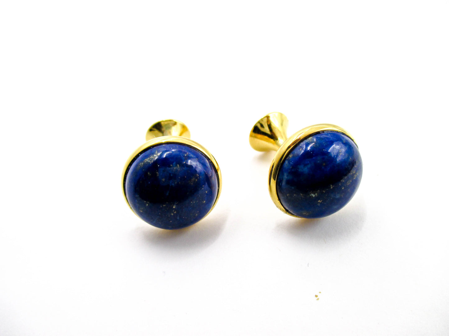 Beautiful Vintage Blue Cabochon Solid Shank Cufflinks