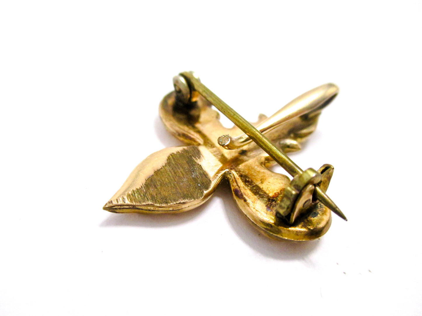 Fleur-de-lis Watch Pin - Beautiful Front, Damaged Back
