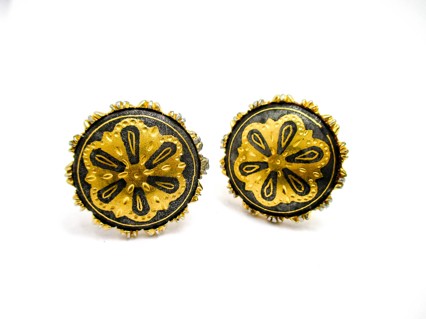 Vintage Gold and Black Damascene Cufflinks