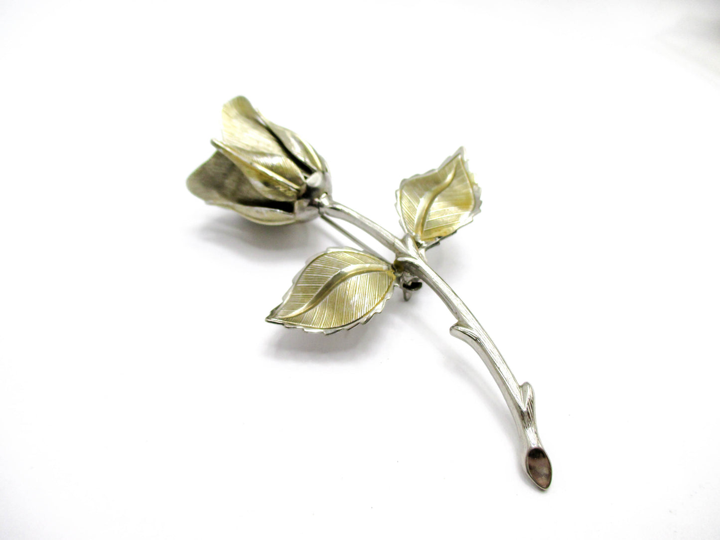 Vintage Rose Brooch - Silver Tone 20th Century Jewelry