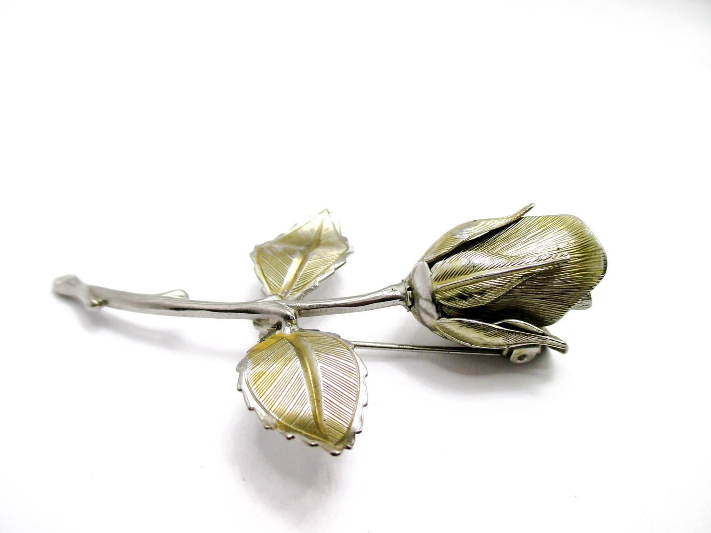 Vintage Rose Brooch - Silver Tone 20th Century Jewelry