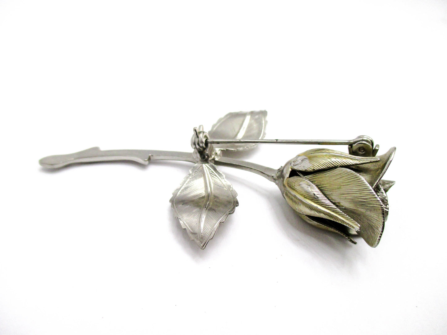 Vintage Rose Brooch - Silver Tone 20th Century Jewelry