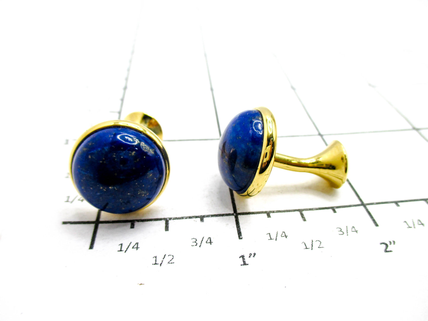 Beautiful Vintage Blue Cabochon Solid Shank Cufflinks