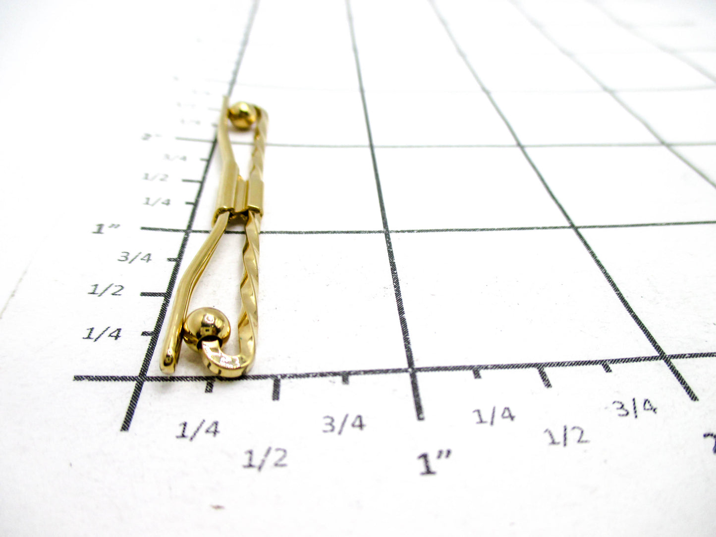 Twisted Long Bar Gold Tone Collar Bar