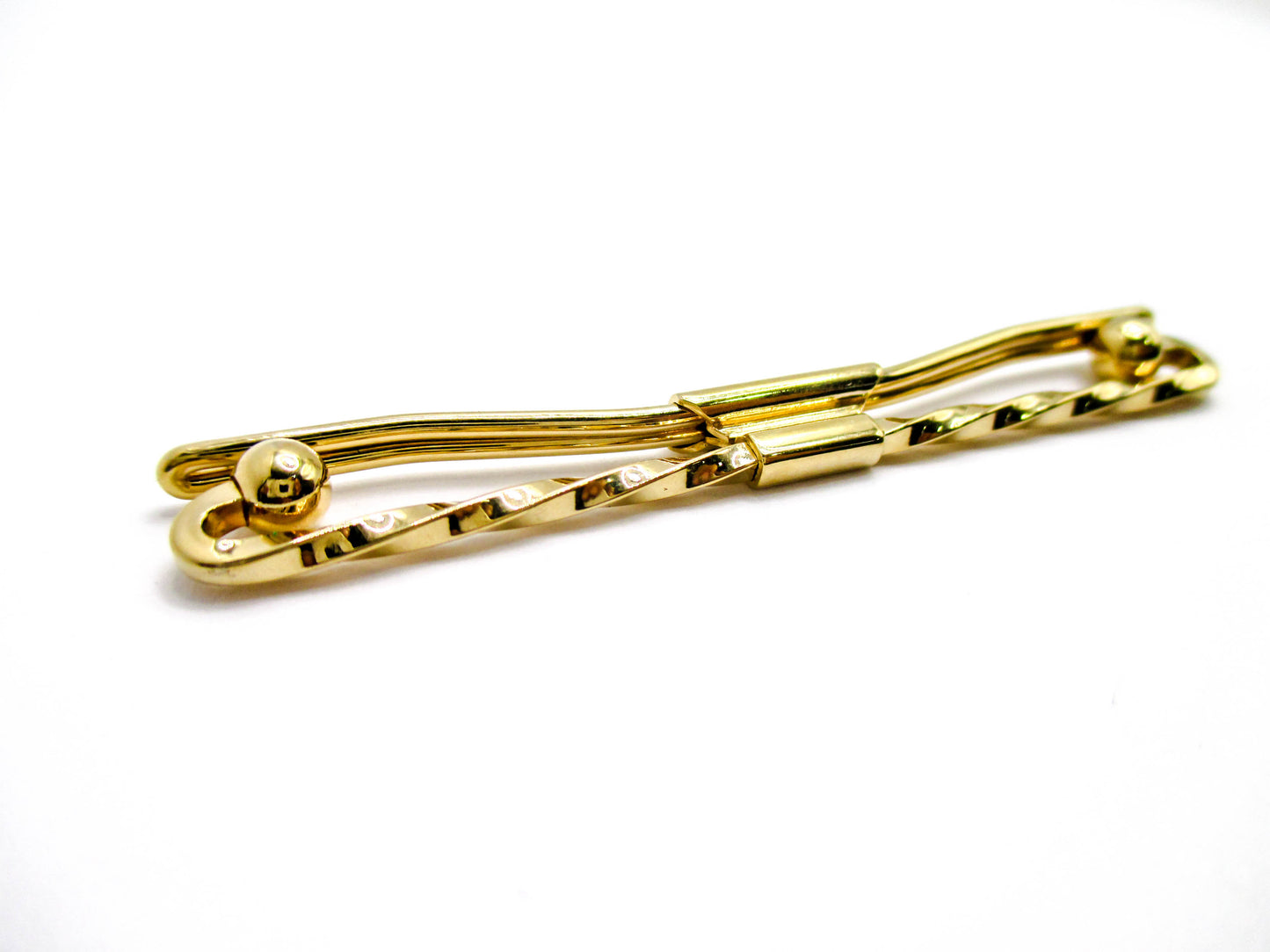 Twisted Long Bar Gold Tone Collar Bar