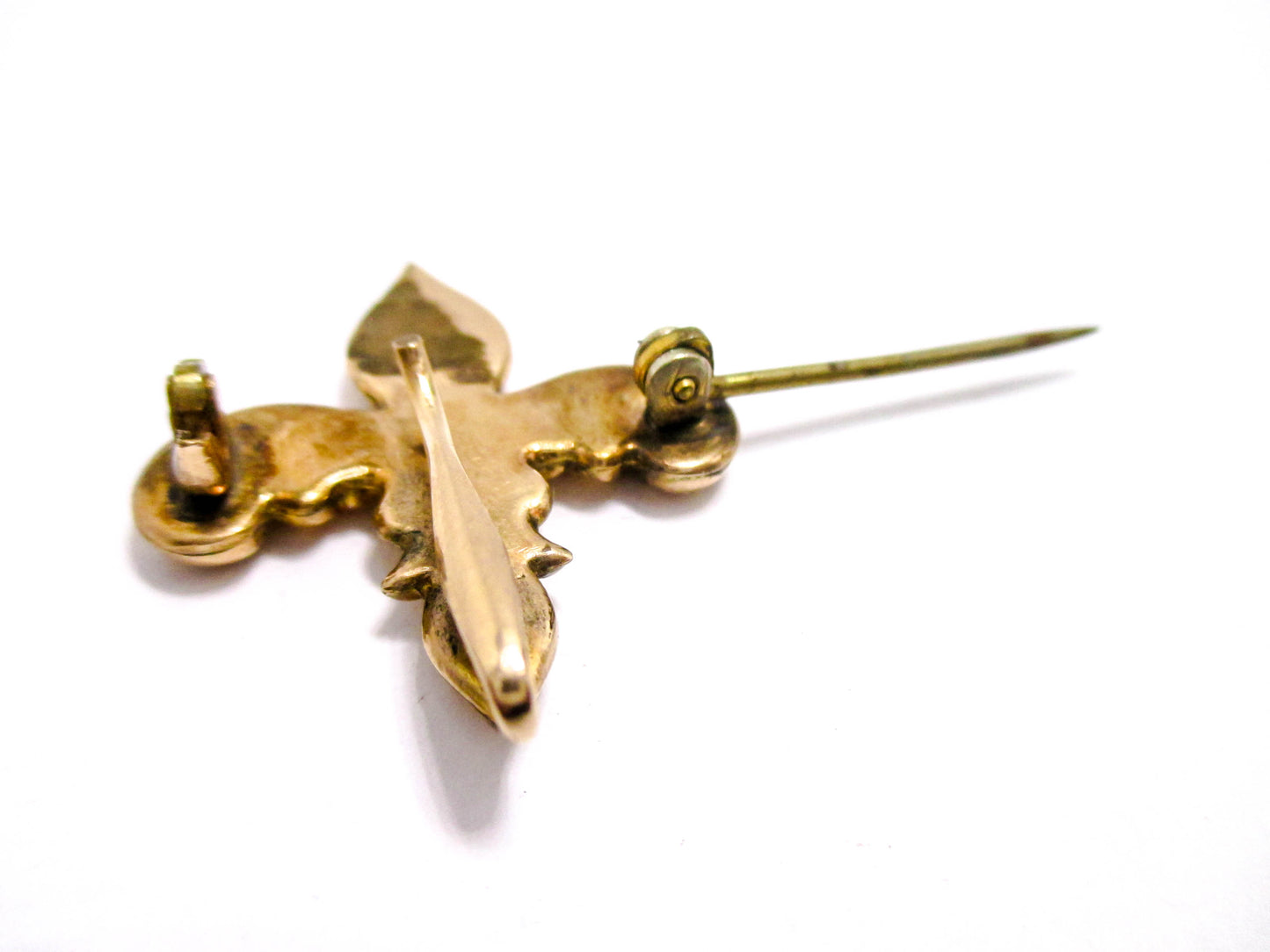 Fleur-de-lis Watch Pin - Beautiful Front, Damaged Back