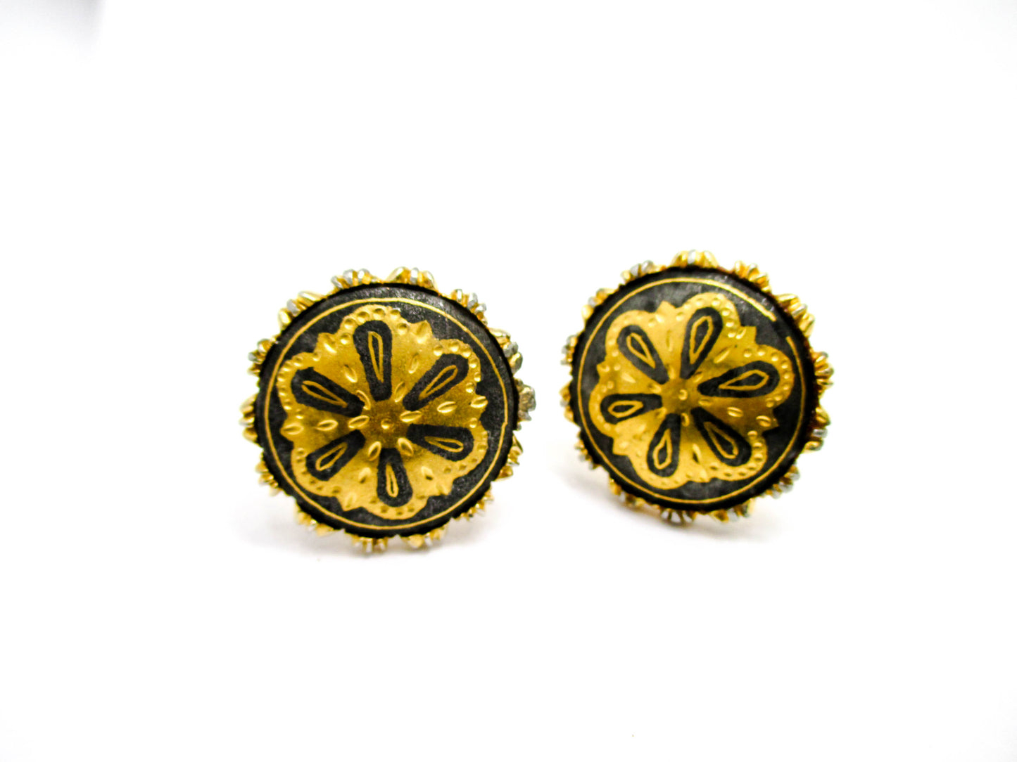 Vintage Gold and Black Damascene Cufflinks