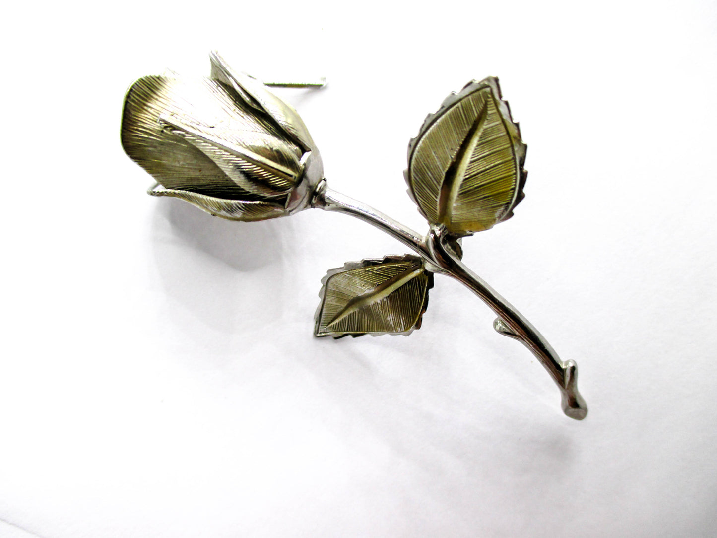 Vintage Rose Brooch - Silver Tone 20th Century Jewelry
