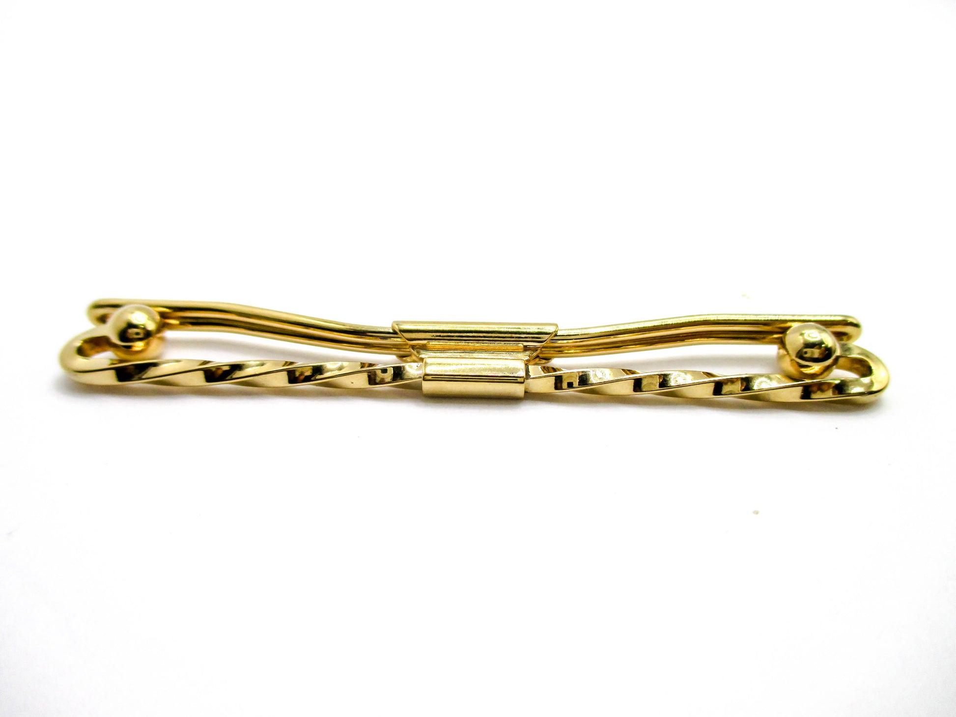 Twisted Long Bar Gold Tone Collar Bar