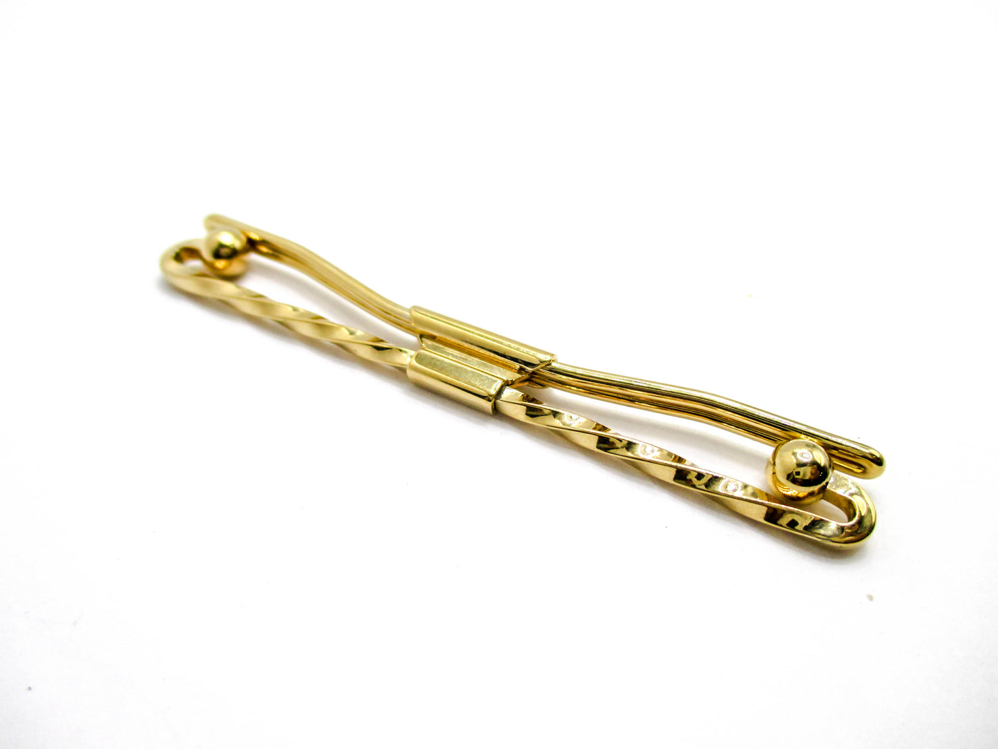 Twisted Long Bar Gold Tone Collar Bar
