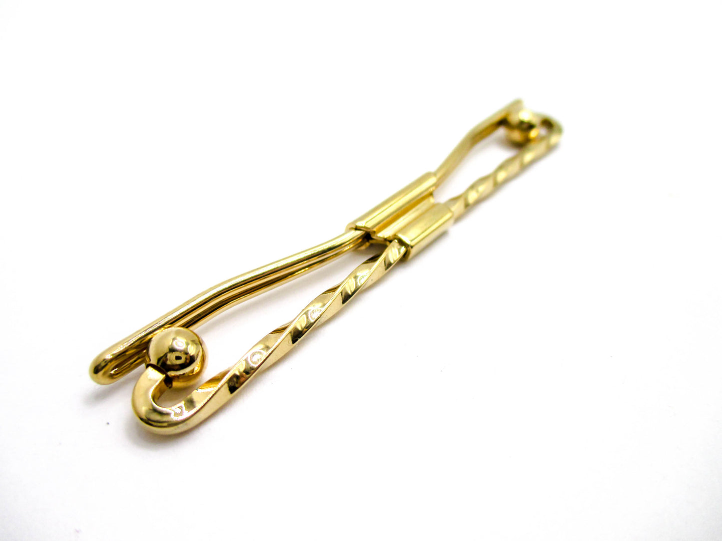 Twisted Long Bar Gold Tone Collar Bar