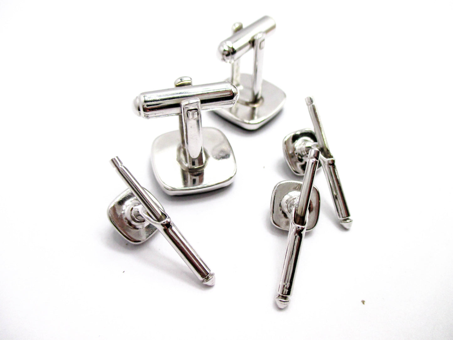 Vintage Tuxedo Prom Set - Silver and Black Links and Studs