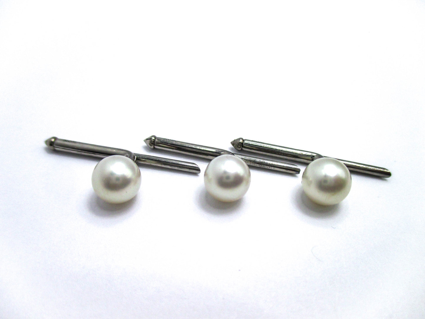 Vintage Pearl Stud Lot of 3 - Silver Tone with Round Pearls